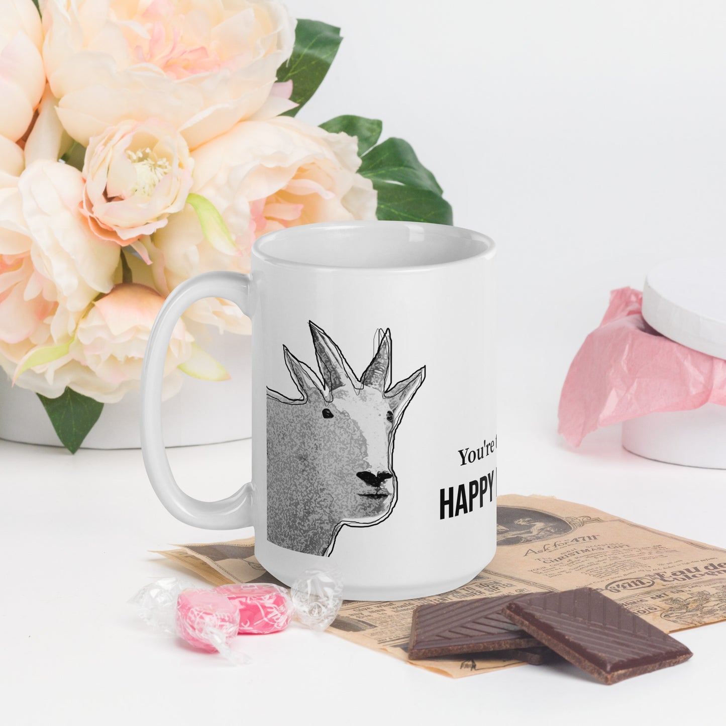 Funny Mountain Goat Father's Day Mug - You're the GOAT, dad!